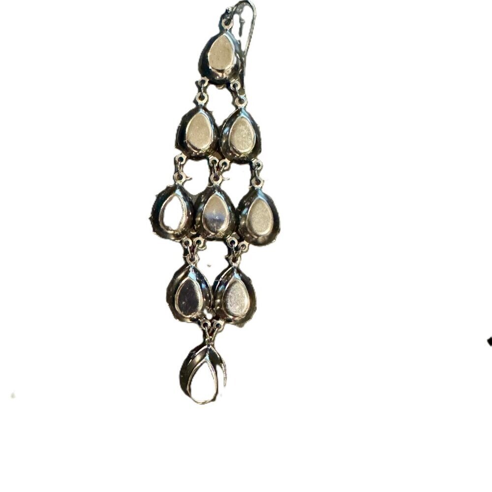 Vintage Red Teardrop Chandelier Earrings –‎ Costume Jewelry - Picture 3 of 3